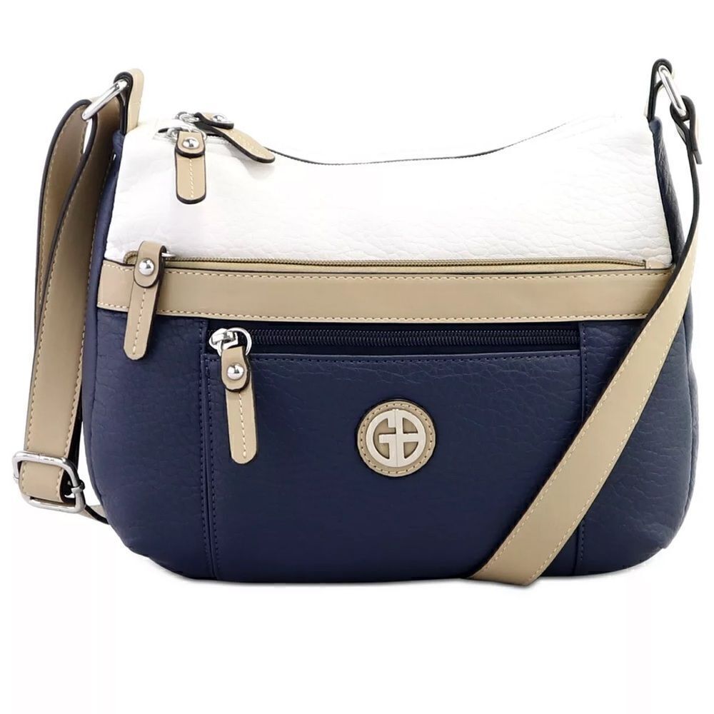 GIANI BERNINI Colorblock Pebble Hobo navy blue/white/tan